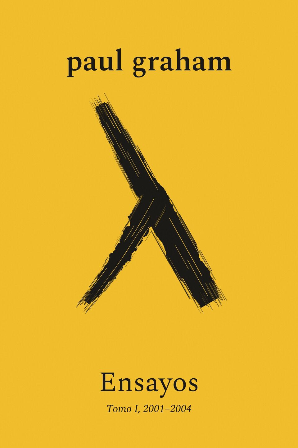 Portada: una lambda negra pintada a pincel sobre fondo amarillo.